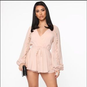 Fashion Nova Sweet Kiss Long Sleeve Chiffon Romper